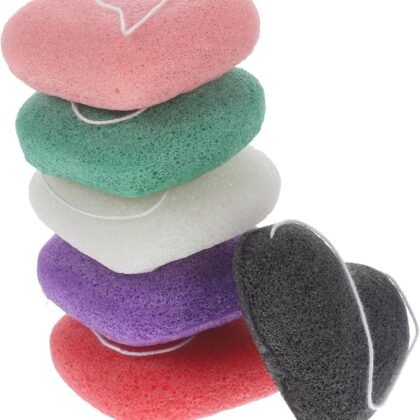 Heart Shape Facial Cleansing Sponges Set of 6 Exfoliating Face Scrubber for Deep Cleaning Soft Konjac Material Suitable for Skin Types for Daily Use