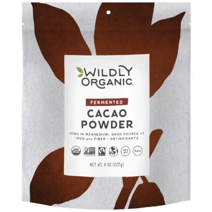 Wildly Organic Fermented Cacao Powder 8 Oz Bag - Organic, Non-Alkalized, Minimally Processed, Raw, Fair Trade, Non-GMO, Kosher, Vegan, Premium Rich Chocolate Flavor - Perfect for Skin, Smoothies, Yogurt, Oatmeal, Chocolate, Fudge, Baking, & Hot Cocoa