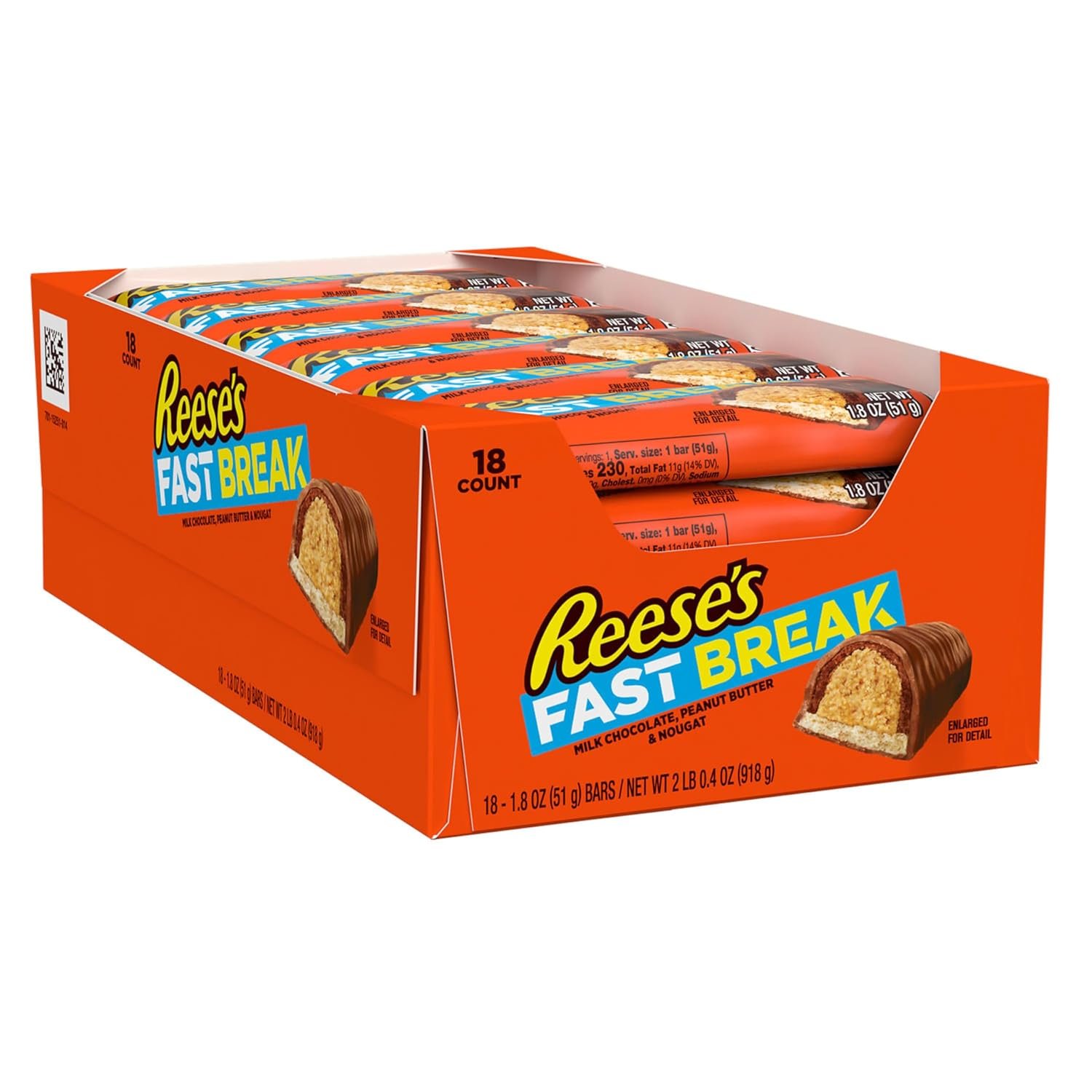 REESE'S FAST BREAK Peanut Butter Nougat Candy Bars, 1.8 oz (Pack of 18) - Image 3
