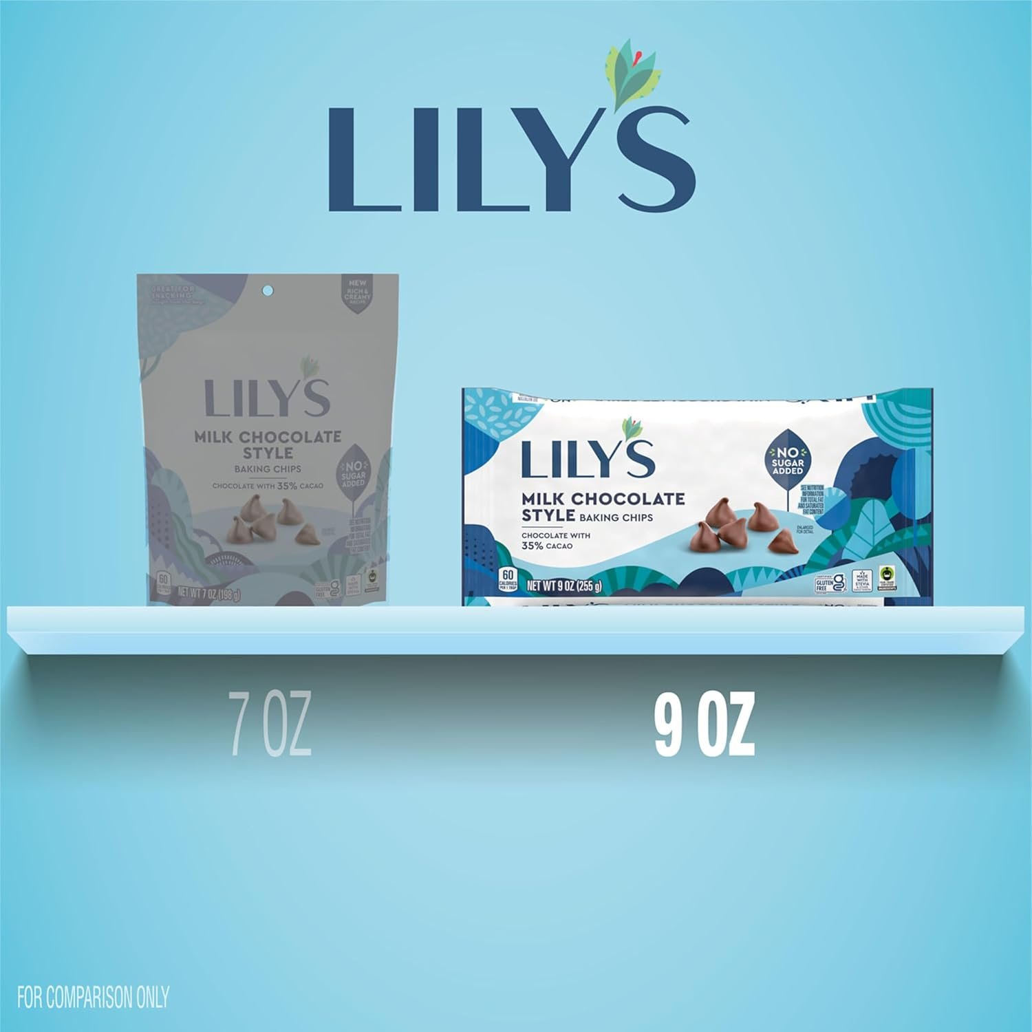 LILY'S Milk Chocolate Style No Sugar Added, Baking Chips Bag, 9 oz - Image 3