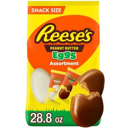 REESE'S Assorted Flavored Snack Size Peanut Butter Eggs, Candy Bag, 28.8 oz