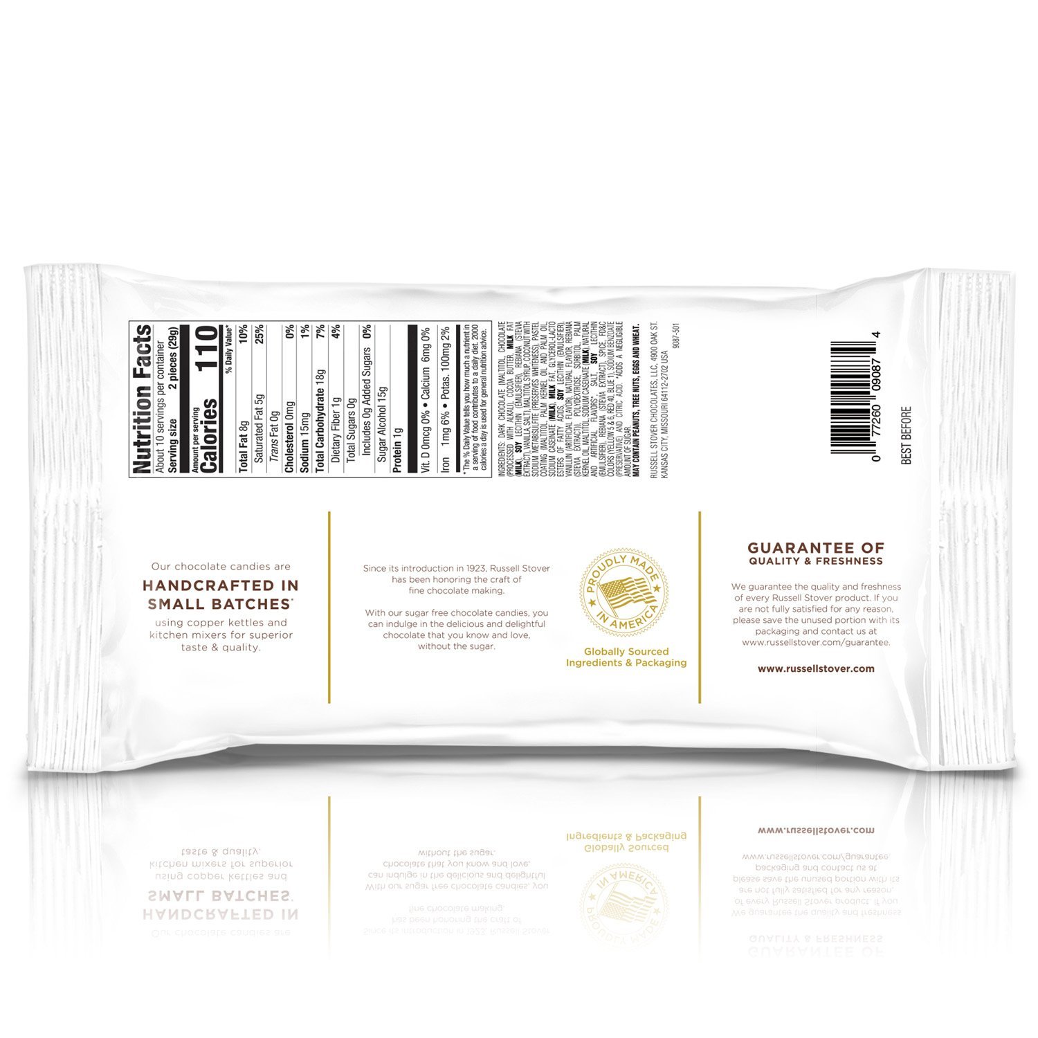 Russell Stover Sugar-Free Dark Chocolate Mix, 10 Ounce Candy, Individually Wrapped Bars, Sweetened with Stevia - Image 2