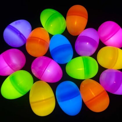GiftExpress 50 Pcs 72 hrs Glow in the Dark Easter Eggs for Easter Hunt, Basket Fillers and Goodie Favor, Prefilled Plastic Egg, Surprising Egg - Bright Colors Light up for 3 days