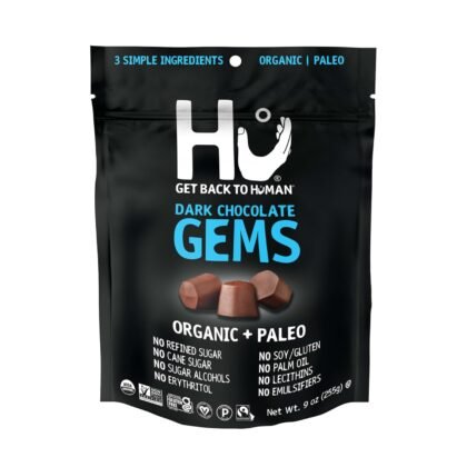 Hu Gems Chocolate Chips Vegan Snacks | 9oz | Organic, Paleo, Dark Chocolate Baking Chips | Great for Baking & Snacking, Non GMO, Kosher Chocolate