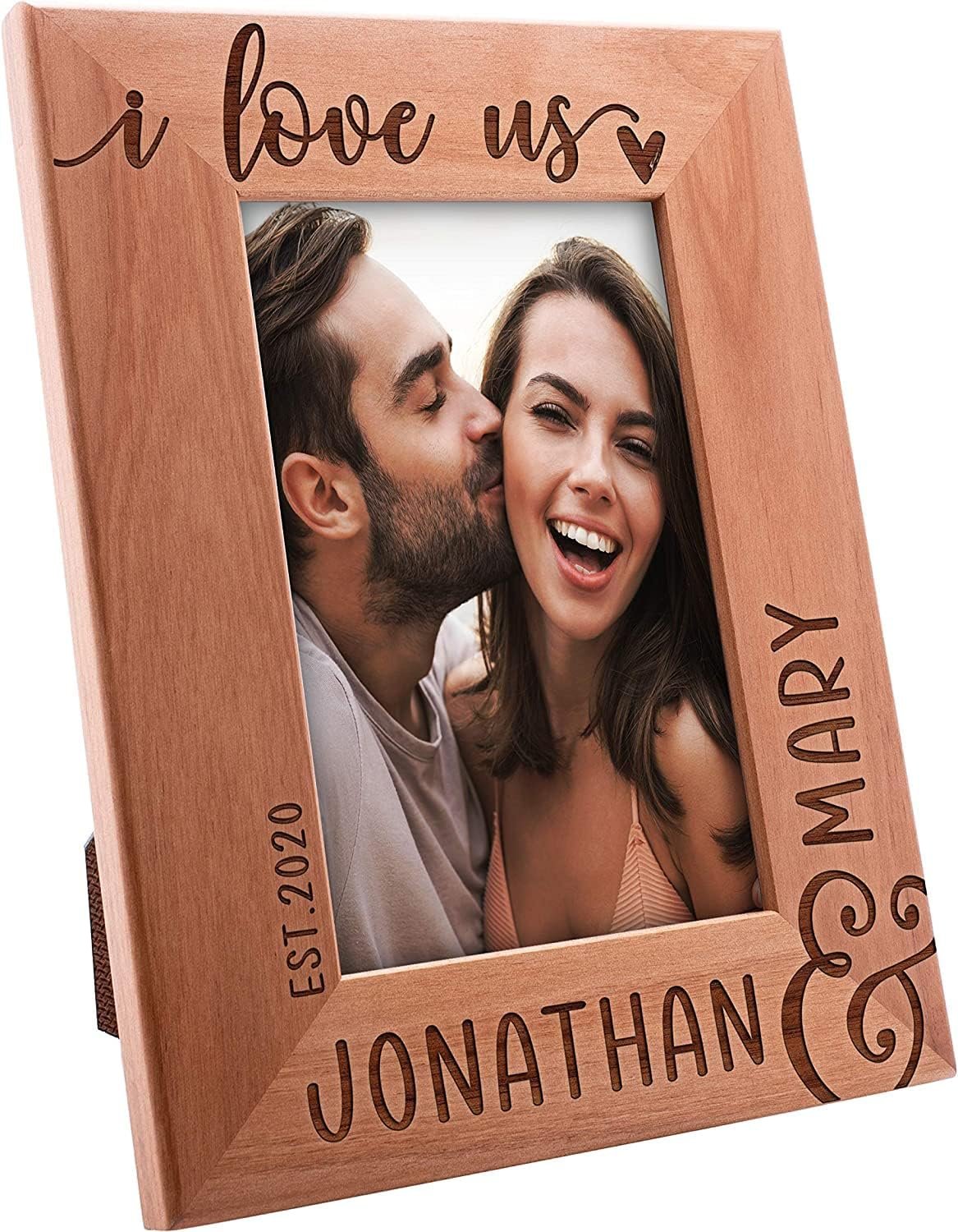 I Love Us, Personalized Love Picture Frames for Couples w/Names, Valentines Day Gifts - 4x6 - Custom Love Photo Frame - Portaretratos Amor - Image 2
