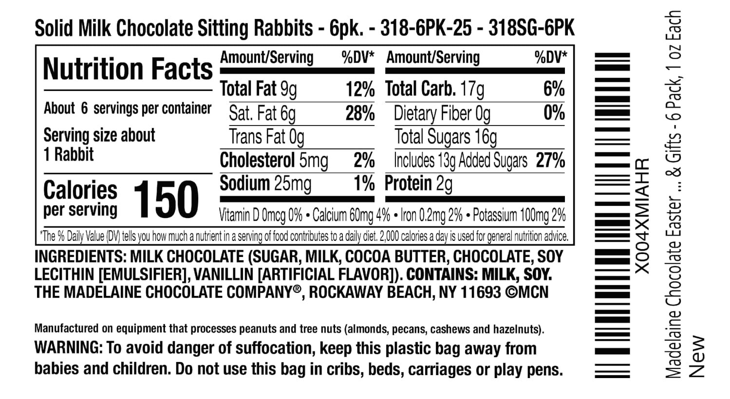 Madelaine Chocolate Easter Candy - Premium Milk Chocolate Bunny - Individually Wrapped Bunnies for Easter Baskets Essentials, Decorations & Gifts - 6 Pack, 1 oz Each - Image 2