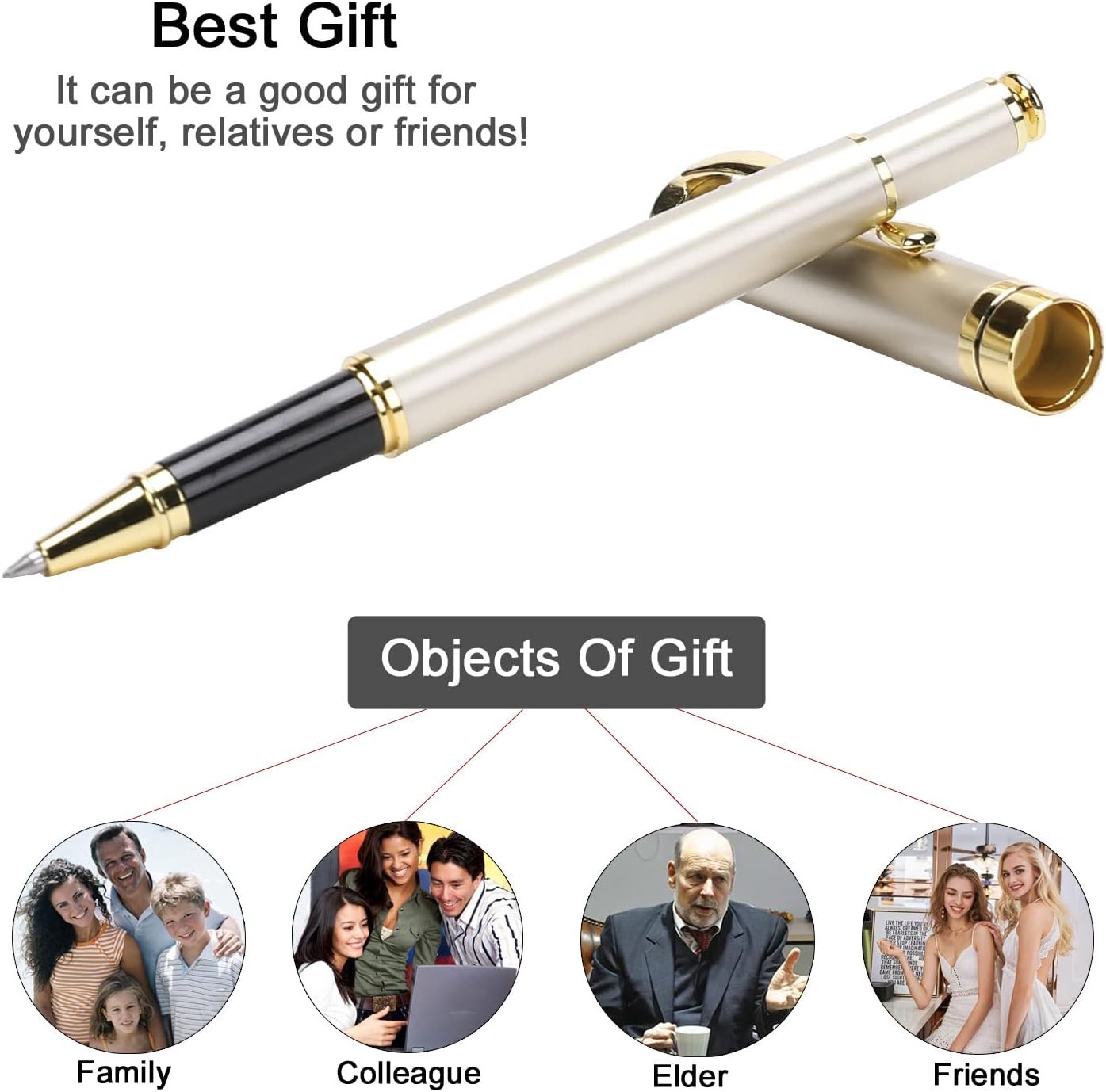 YIVONKA Luxury Ballpoint Pens Best Ball Pen Gift Set for Men & Women Professional Executive Office Nice BallPens Classy Gift Box Ballpoint Black Refill Line width 0.5mm (Gold) - Image 8