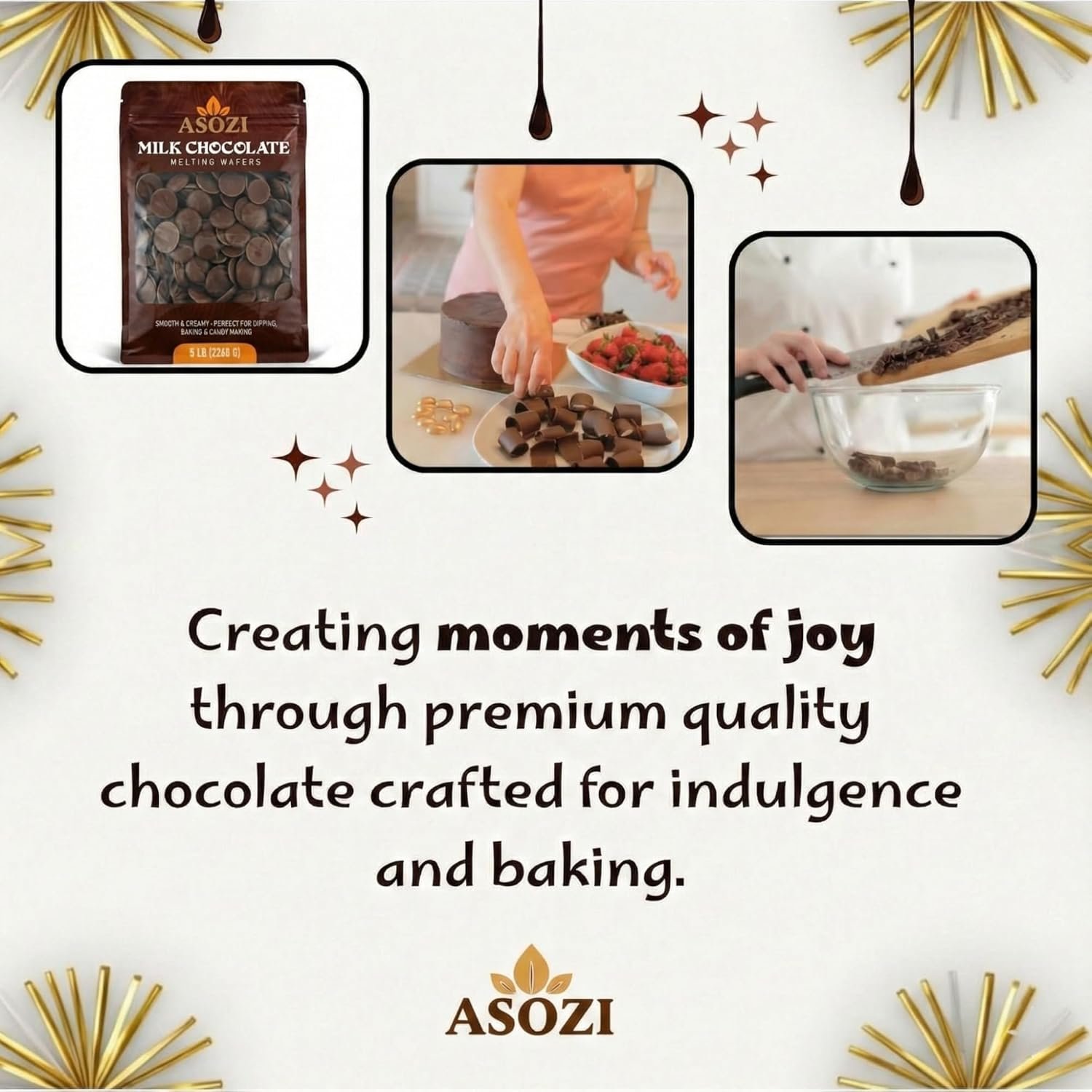 ASOZI Milk Chocolate Melting Wafers - 5 Pound Premium Quality Melting Wafers Easy Melt Chocolate for Dubai Chocolate Bars, Baking, Candy Making & Confections - Image 5