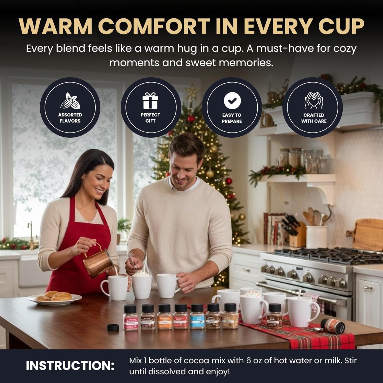 Hot Chocolate Mix Gift Set 16-Pack - Ultimate Gourmet Hot Cocoa Sampler Box with Caramel, Vanilla, Peppermint, Toasted Marshmallow & Double Chocolate - Luxury Winter Beverage Variety Kit for Gifting - Image 4