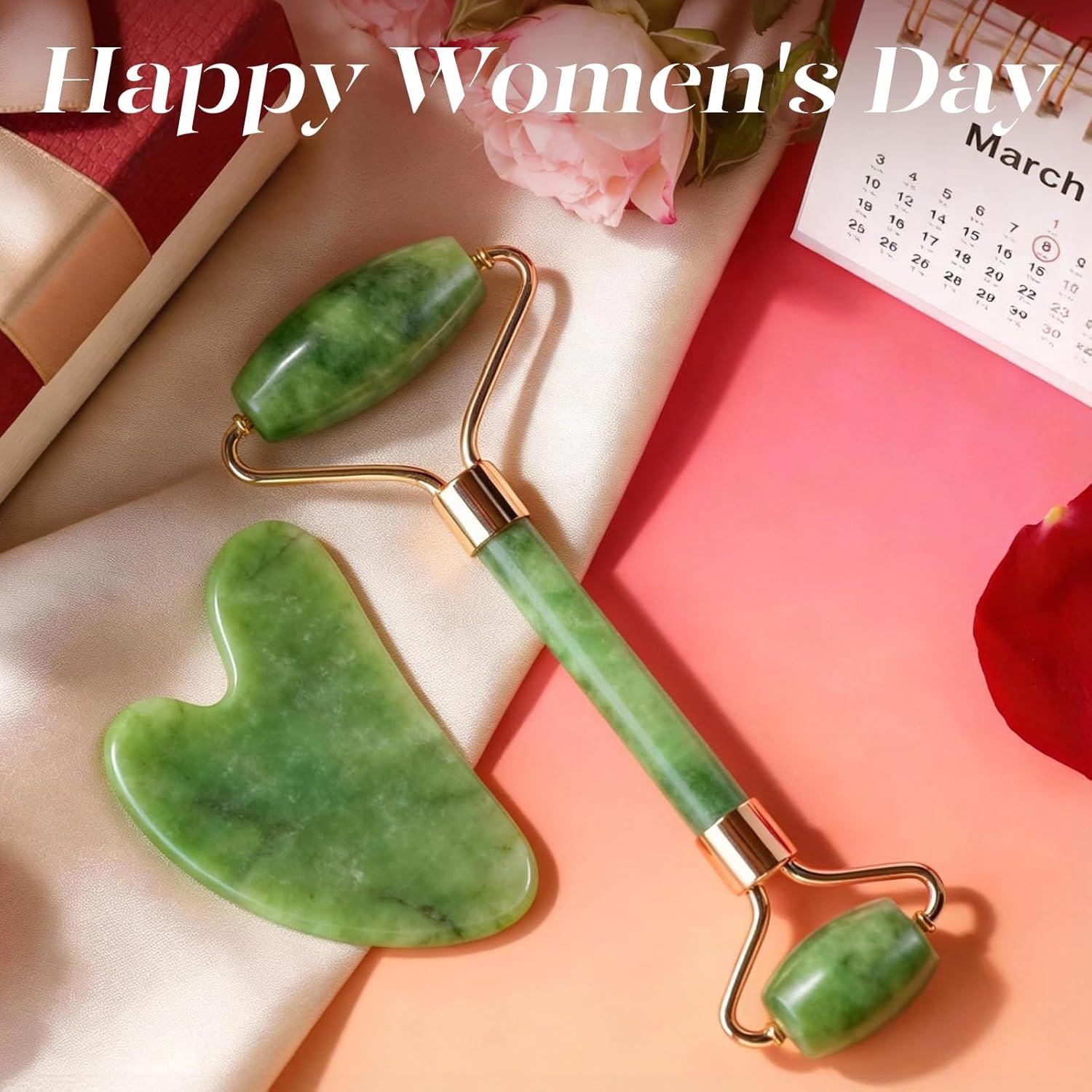 BAIMEI IcyMe Gua Sha & Jade Roller Facial Tools Face Roller and Gua Sha Set for Puffiness and Redness Reducing Skin Care Routine, Self Care Gift for Men Women - Green - Image 2