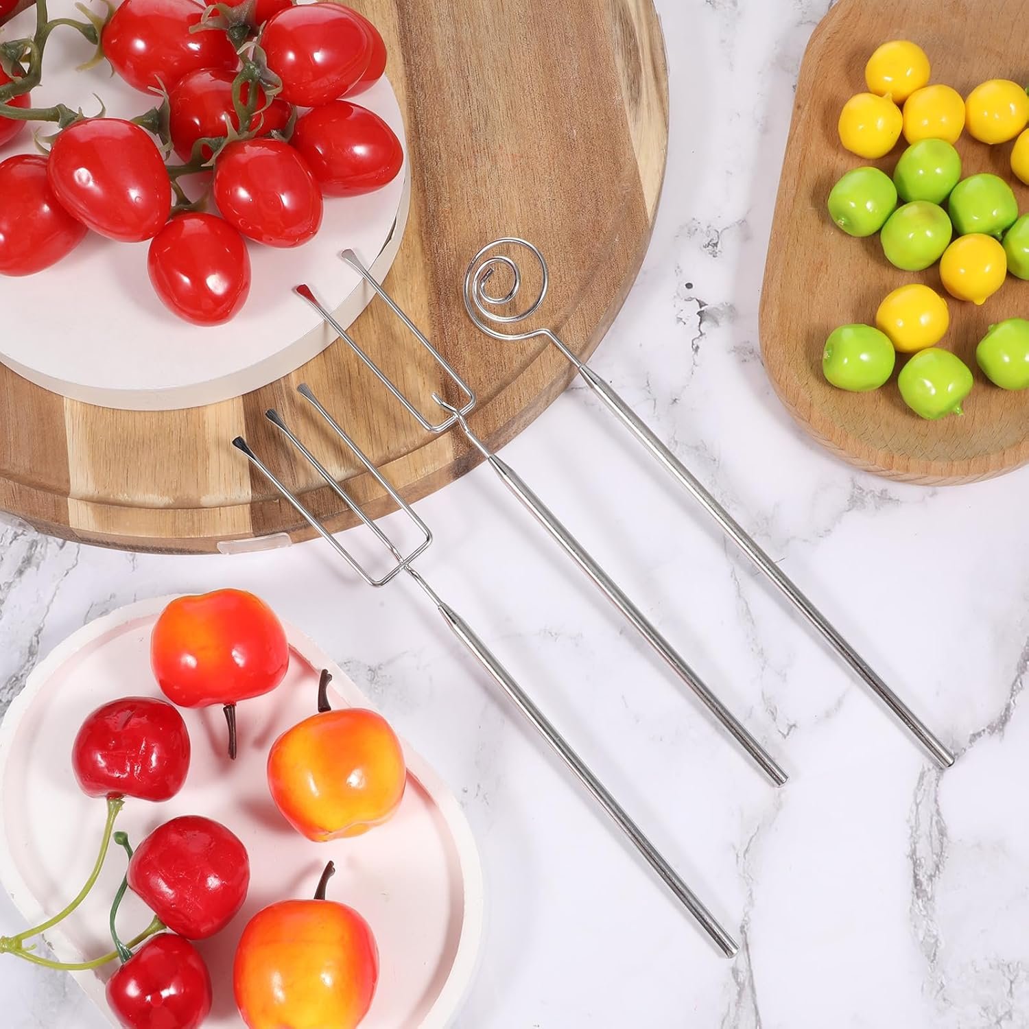 3 Pcs Chocolate Dipping Tool, Stainless Steel Candy Fondue Forks Slotted Spoon Chocolate Dipping Fork Candy Making Tools Dishwasher Safe Decorating Kit for Baking, DIY Truffles, Pralines - Image 2