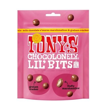 Tony’s Chocolonely Belgian Milk Chocolate S’Mores Mix Lil’ Bits Candy Pieces With Graham Cracker & Marshmallow for Snacks, Gifts, or Gift Basket, Made From Quality Fairtrade Cocoa, 1 Pouch, 4 Oz