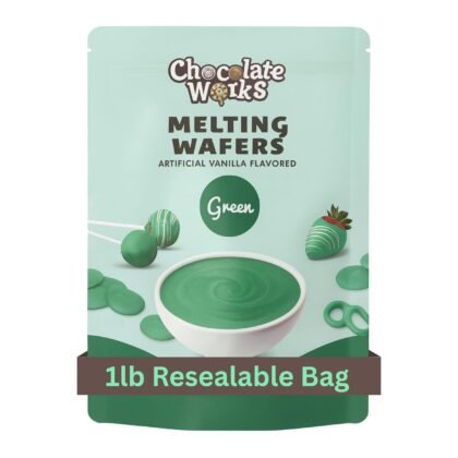 Chocolate Works Green Melting Chocolate Wafers, 1lb (Pack of 1)