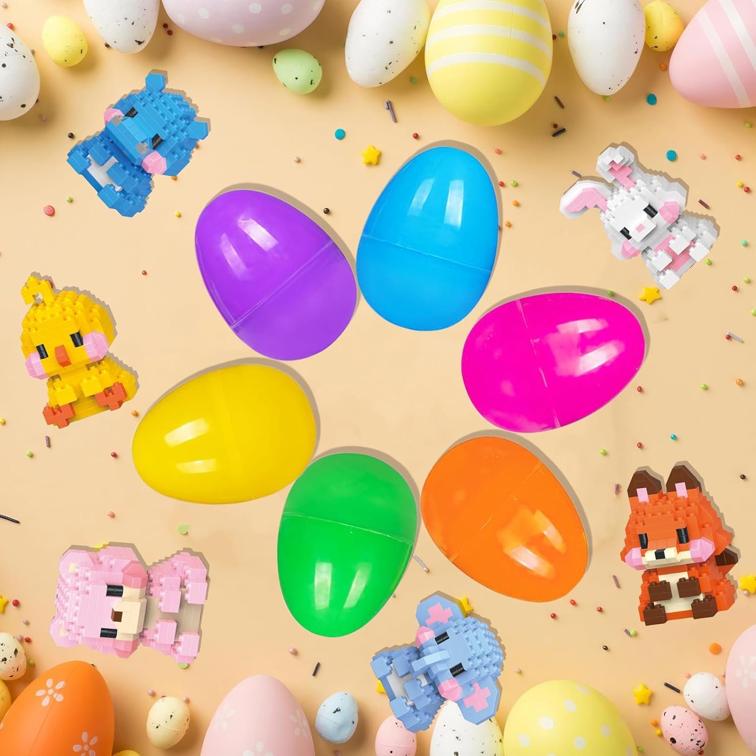 6 Pack Prefilled Easter Eggs with Toys Inside, Cute Mini Animals Building Blocks for Easter Basket Stuffers Essential, Easter Egg Fillers Gift for Kids Age 6-12+ - Image 7