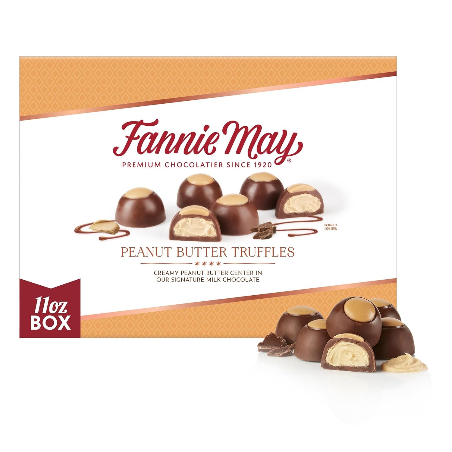 Fannie May, Milk Chocolate Candy, Peanut Butter Truffles, Gift Box, 11 oz