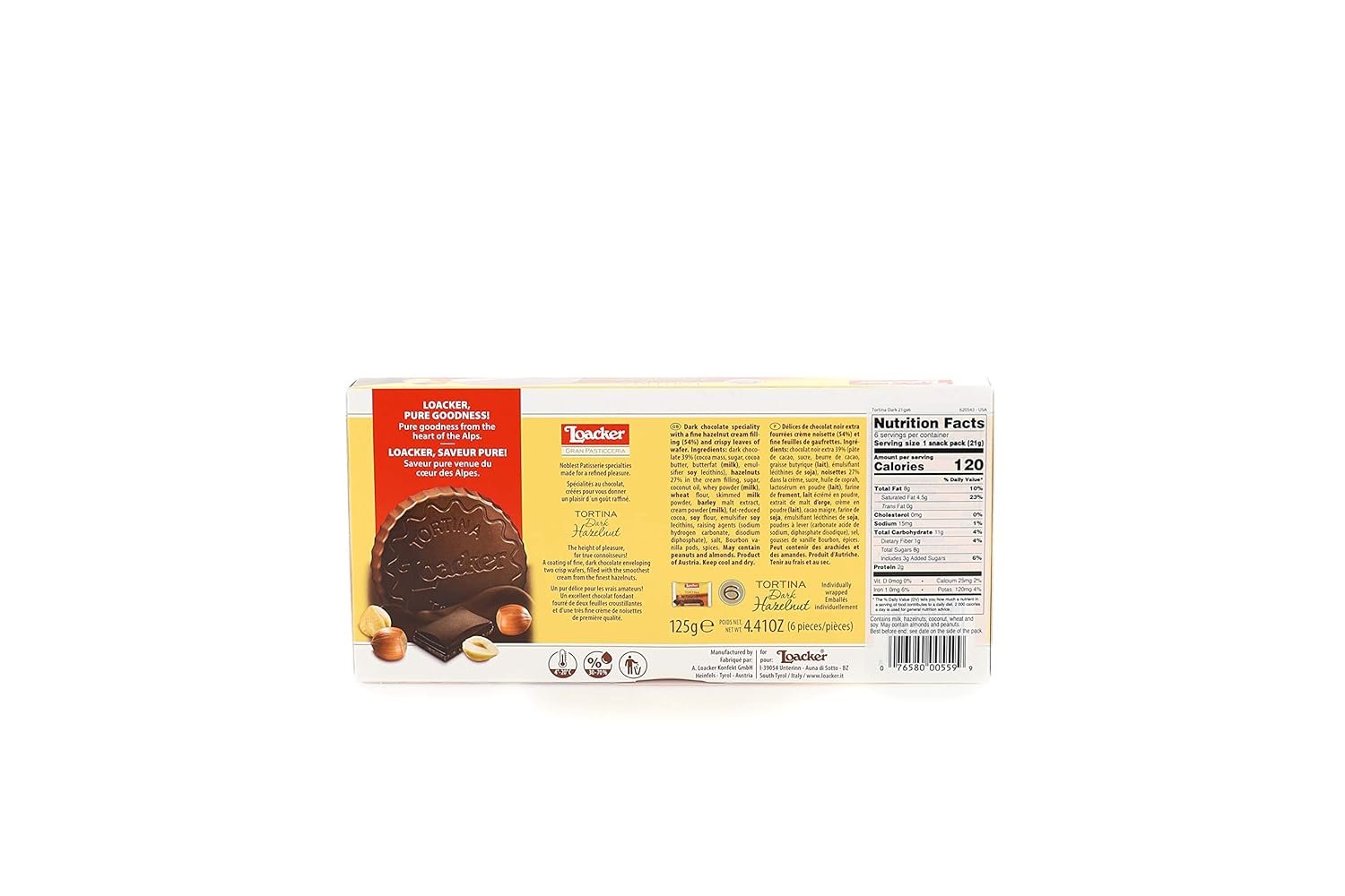 Loacker Tortina Premium Chocolate Coated Wafer, Dark Noir 125g/4.41 oz. - Image 5