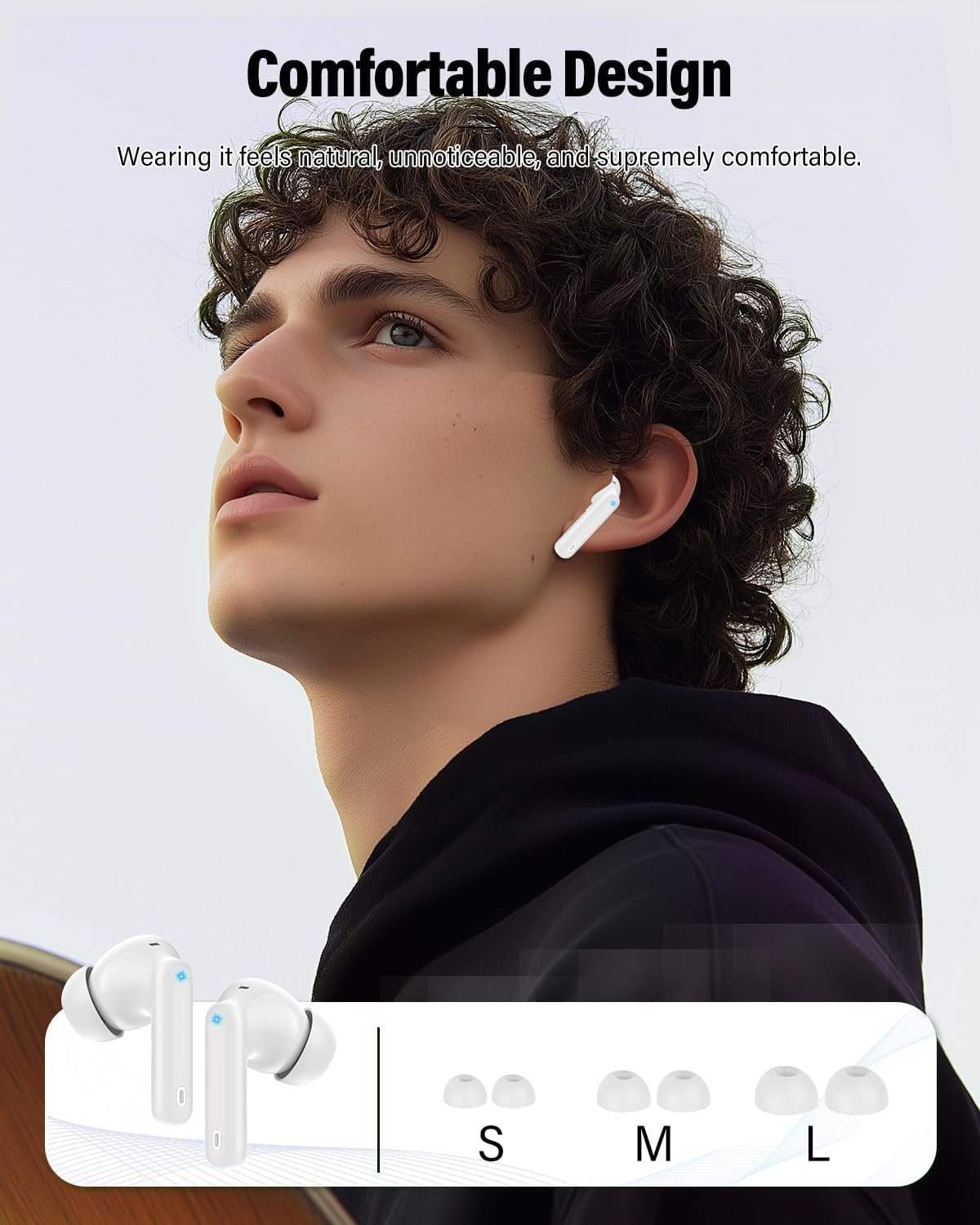 Wireless Earbuds, Bluetooth 5.4 Headphones Bass Stereo, Ear Buds with Noise Cancelling Mic, LED Display in Ear Earphones Clear Calls, IP7 Waterproof Bluetooth Earbuds for Phones/Sports/Laptop, White - Image 7