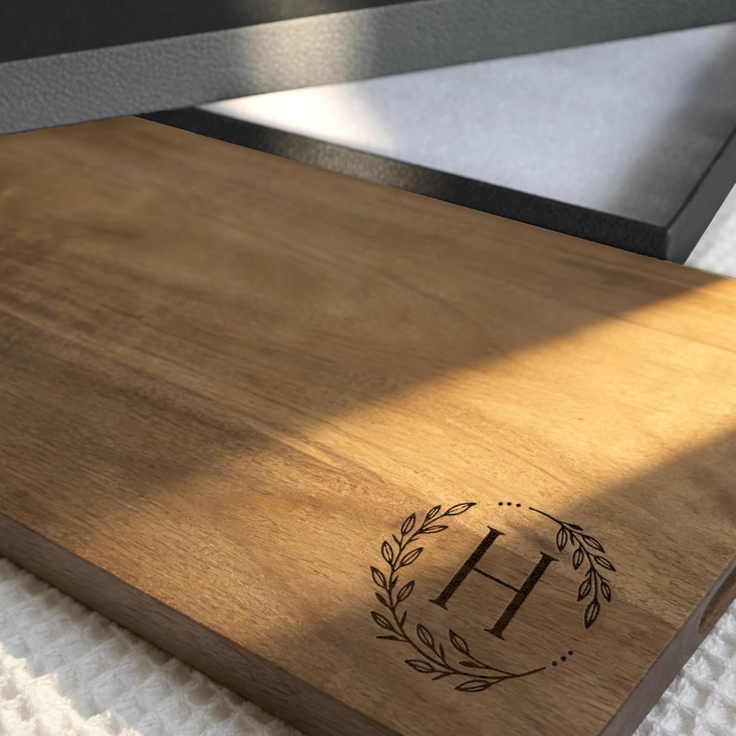 Personalized Cutting Board, 16 x 11" Monogram Initials Solid Wood Cutting Board with Gift Box, Thick & Large Size, Perfect Bridal Shower, Wedding, Housewarming, Anniversary, Birthday, Mom Gift(A) - Image 6