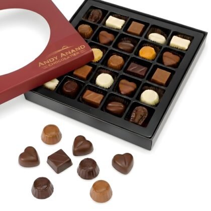 ANDY ANAND CHOCOLATIER Sugar Free Belgian Chocolate Truffles - Delicious Handmade Chocolate Assortments Gift Box, Sweetened With Natural Stevia, Perfect as Chocolate Gifts For Women (25 Pieces, 11.11 Oz)