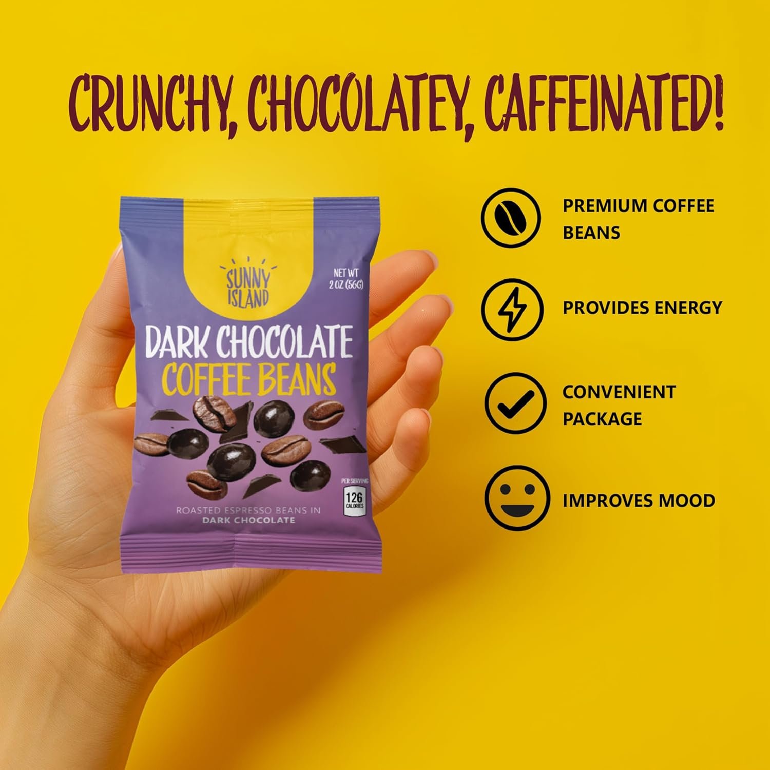 Dark Chocolate Covered Espresso Coffee Beans, (2 Ounces) Pack of 12 - Image 3