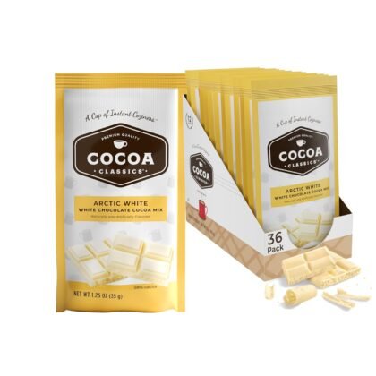 Cocoa Classics Arctic White Cocoa Mix, Hot Chocolate, Made with Nonfat Milk, Just Add Hot Water, Make Hot or Iced Cocoa, Gluten Free, 1.25oz Packets (Pack of 36)
