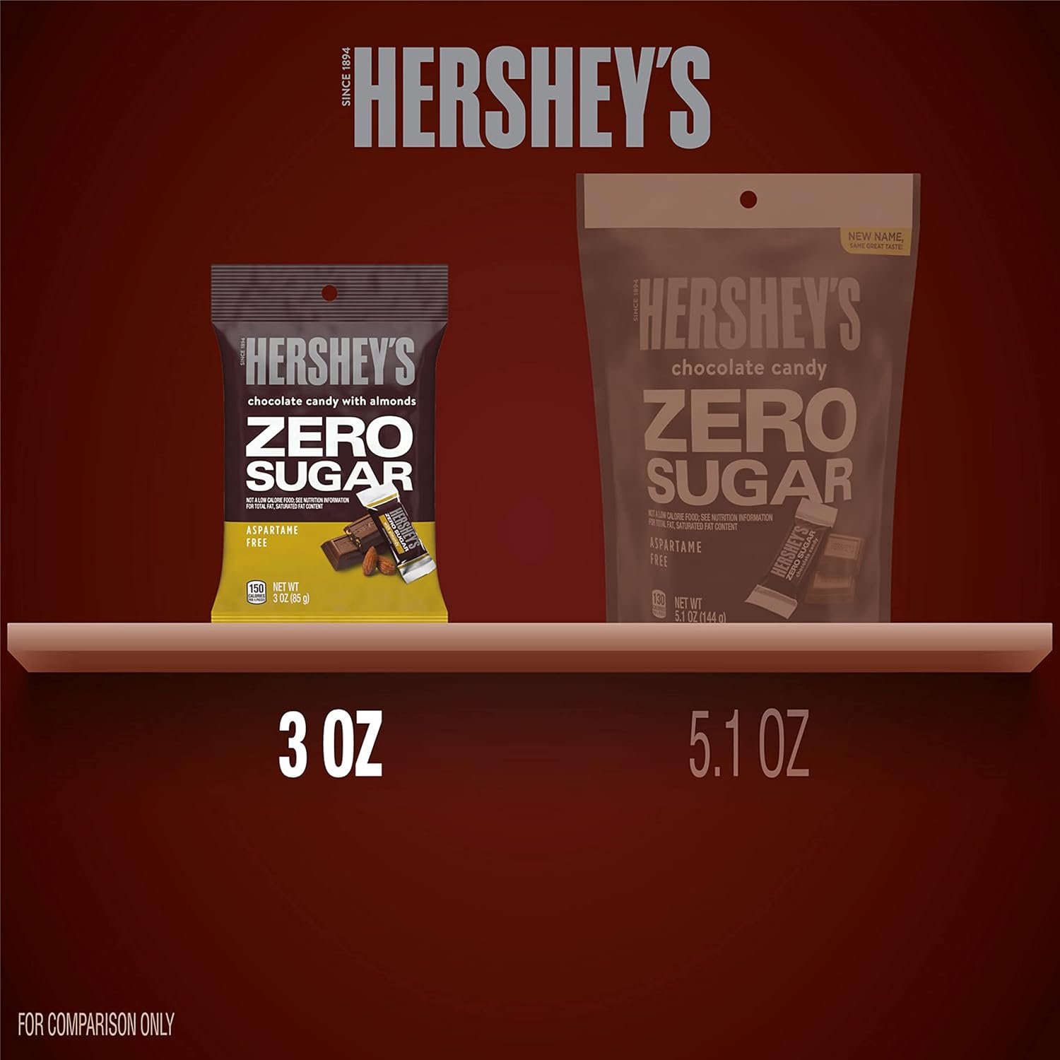 HERSHEY'S Zero Sugar Chocolate with Almonds Candy Bag, 3 oz - Image 4