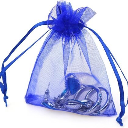 Boshen 100/200PCS Organza Gift Candy Sheer Bags Mesh Jewelry Pouches Drawstring Bulk for Wedding Party Favors Christmas (4" X 6"(100PCS), Royal Blue)