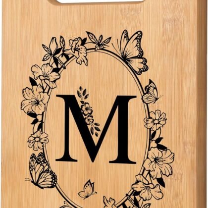 Personalized Cutting Board, Initial Birthday Gifts for Women Wedding Gifts for Couple, Monogrammed Engraved Bamboo Wood Kitchen Gifts, Unique Gift for Christmas Anniversary Housewarming(Letter M)