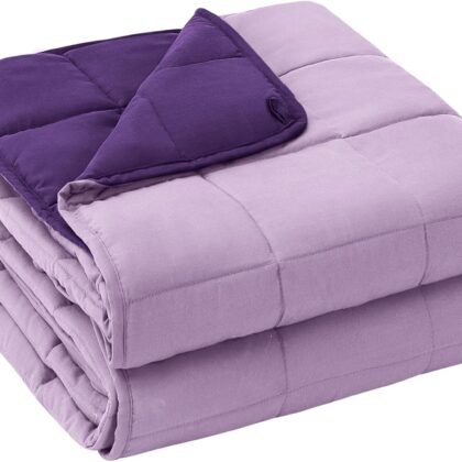 yescool Weighted Blanket for Adults (20 lbs, 60” x 80”, Purple) Cooling Heavy Blanket for Sleeping Perfect for 190-210 lbs, Queen Size Breathable Blanket with Premium Glass Bead, Machine Washable