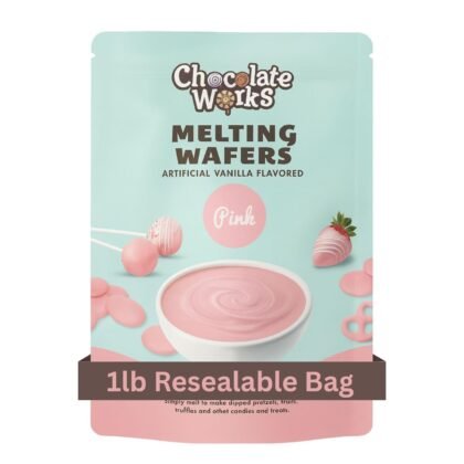 Chocolate Works Pink Melting Chocolate Wafers, 1lb (Pack of 1)