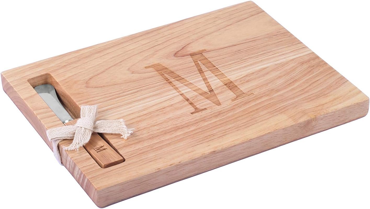 Miicol Wood Charcuterie Board, Monogram Cheese Board 10 Inch, Personalized Initial Cutting Board with Spreader, Unique Housewarming Gift, Ideal for Kitchen, Home, Letter M - Image 2