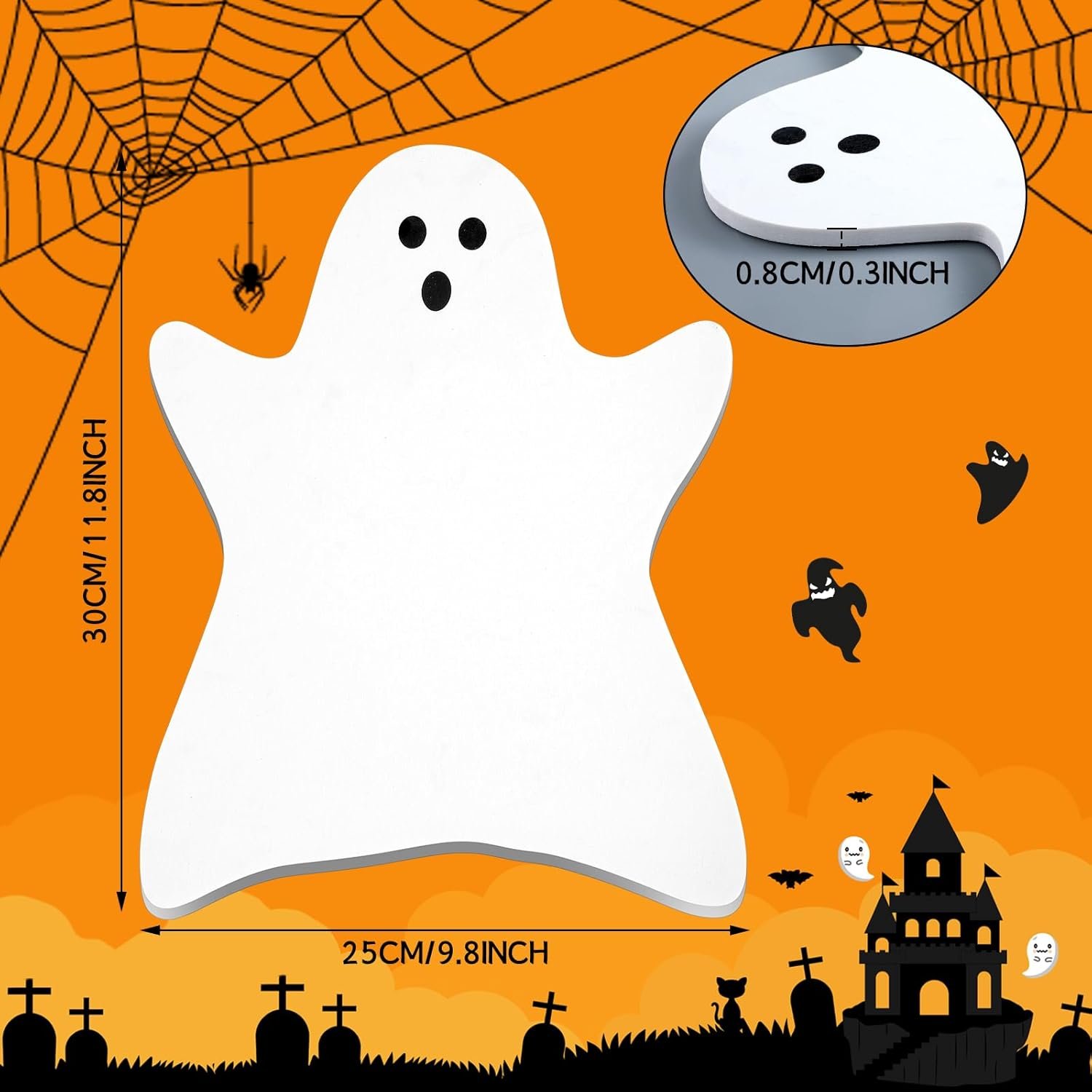 Ghost Marble Cheese Board Charcuterie Cutting Tray Halloween Ghost Marble Serving Decorative for Decoration Charcuterie Kitchen (White) - Image 4