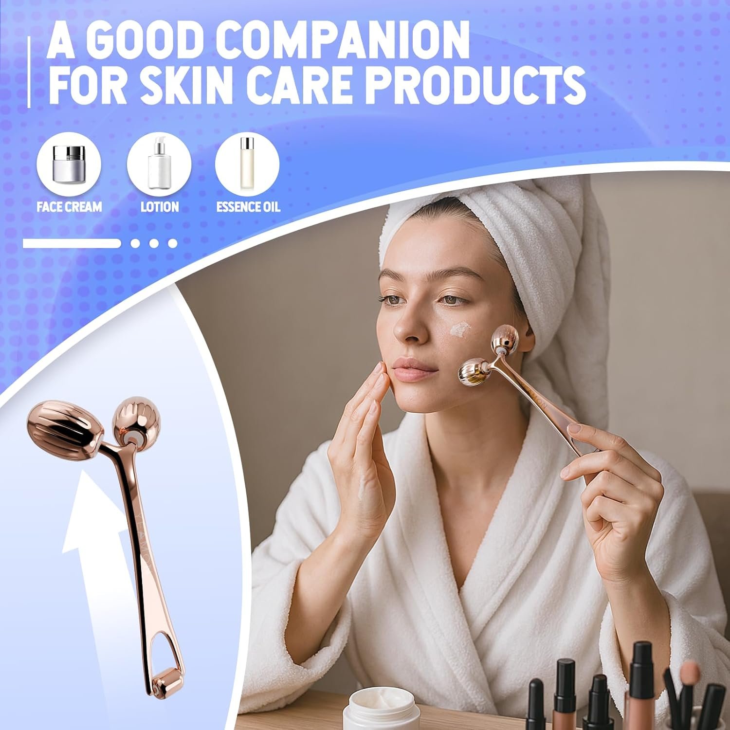 Yeamon Gua Sha Facial Tools and Face Roller Set, Facial Massage Tool for Women’s Skincare Routine,Cooling Stainless Steel Face Sculpting Eyes Roller Guasha for Daily Use or Self-Care Gift for Women - Image 5