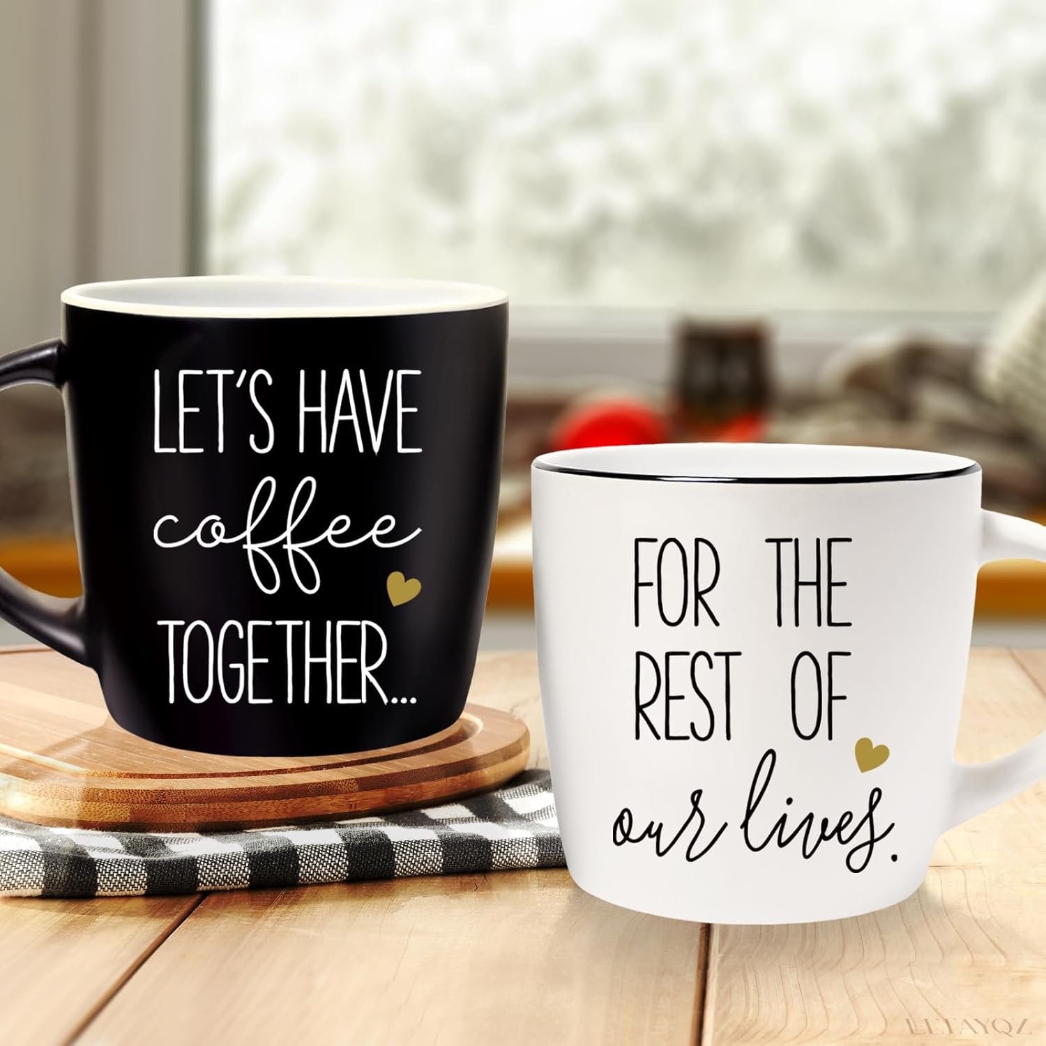 Let's Have Coffee Together Coffee Mug Set Gift for Couple, Ceramic Engagement Wedding Anniversary Mug Gifts for Couple, Bride and Groom Newlywed Bridal Shower, Mr and Mrs, Valentine’s Gifts-21 - Image 3