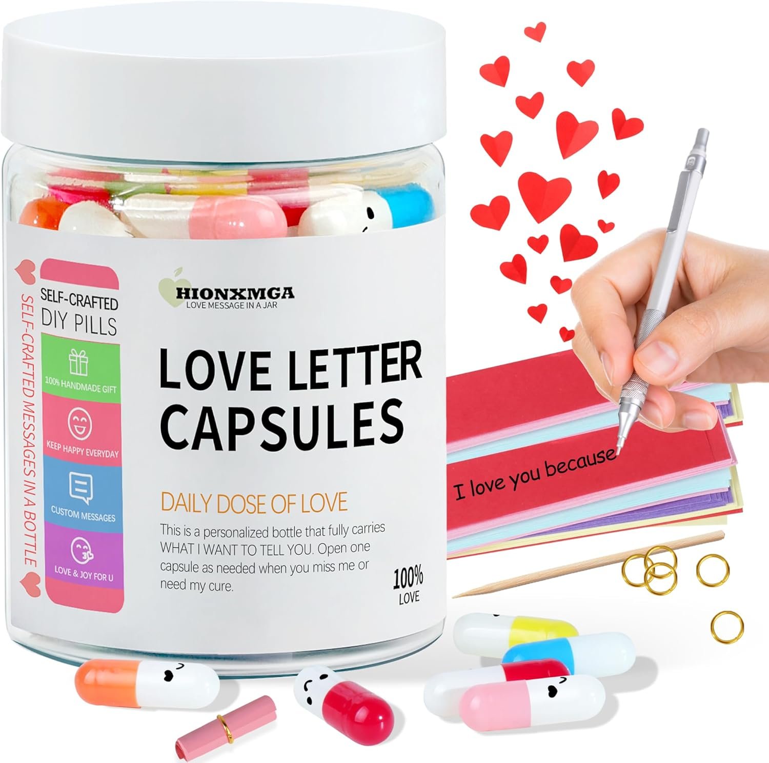 Boyfriend Girlfriend Birthday Gifts - 90 Cute Love Notes Capsule letter Message in a Bottle Romantic Way to Express Your Love for Him Her Anniversary Present for Men Women (Mixed Color)