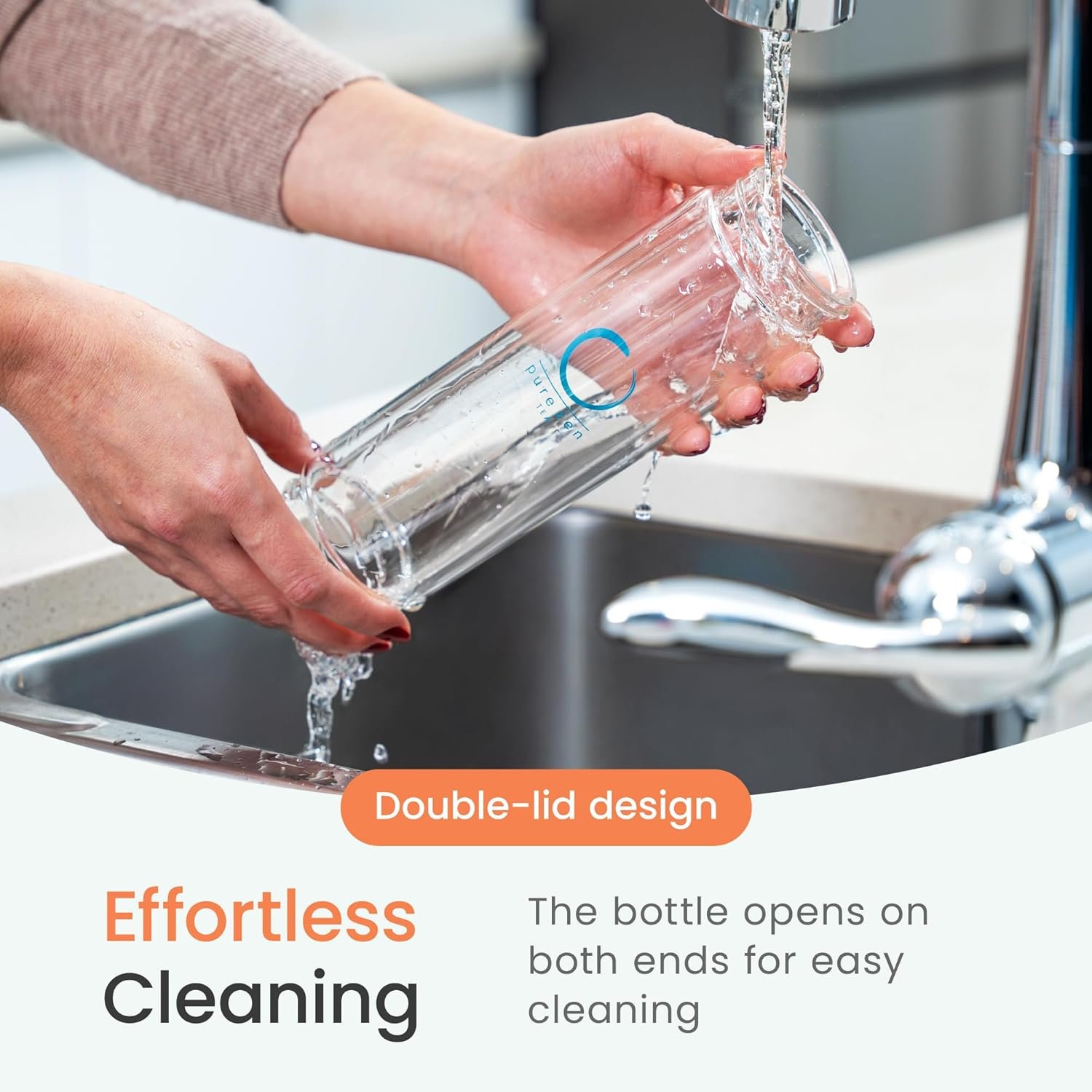 Pure Zen Tea Tumbler with Infuser - Double Wall Glass Travel Mug with Stainless Steel Filter - Leakproof Tea Infuser Bottle for Loose Leaf Infusions and Fruit Infused Water - Unique Gift Set - 13 oz - Image 7