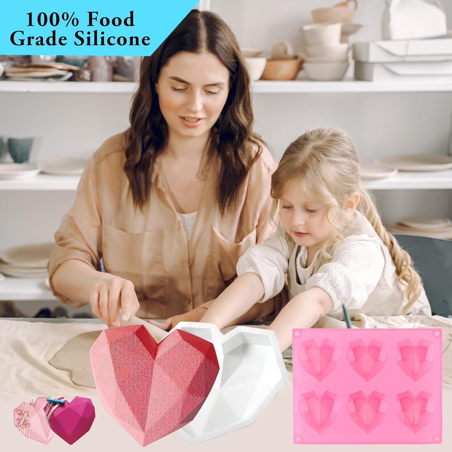 34Pcs Valentine's Day Heart Silicone Molds, Sublaga Breakable Heart Mold Set for Chocolate, Letter Mold and Number Chocolate Molds for Valentine Candy Making - Image 5