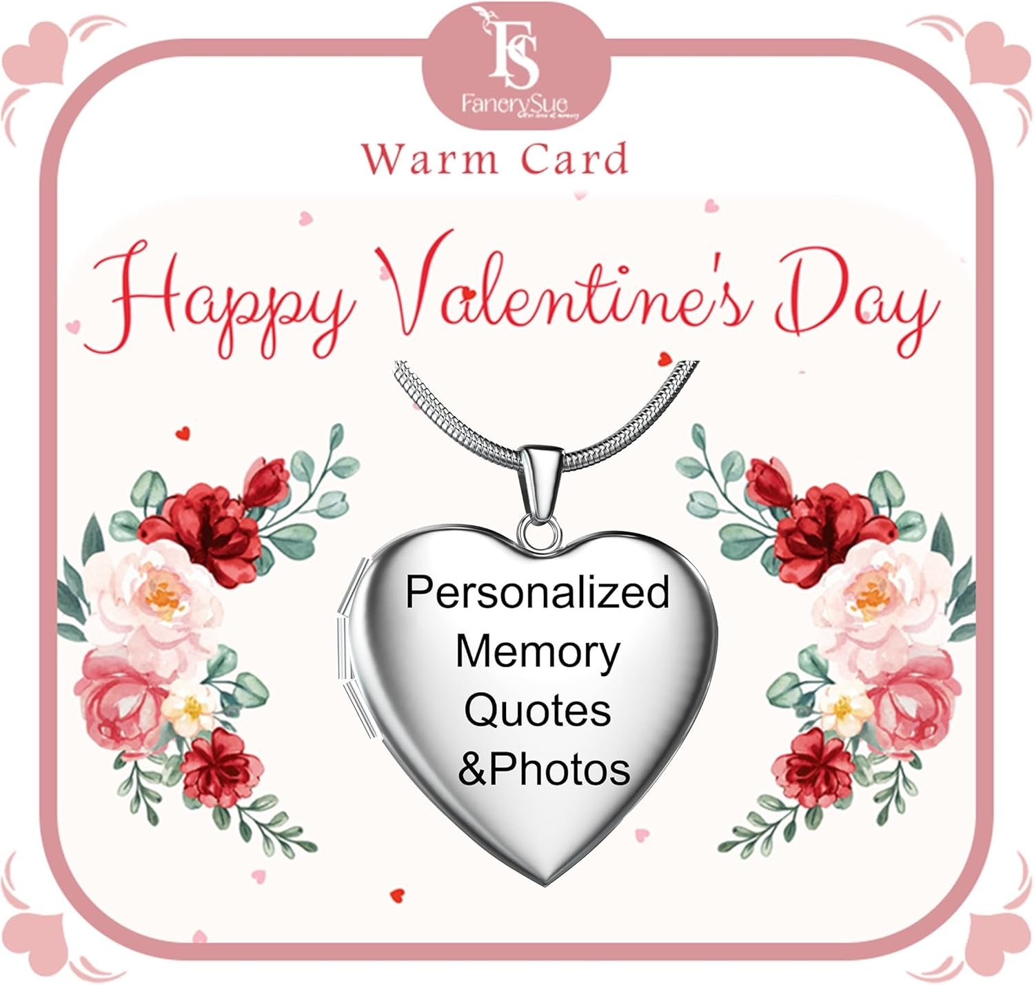 Fanery Sue Personalized Heart Locket Necklace That Holds Pictures, Customized Locket Necklace with Photos Inside, Silver Gold Memorial Jewelry Mothers Day Gifts for Women - Image 7