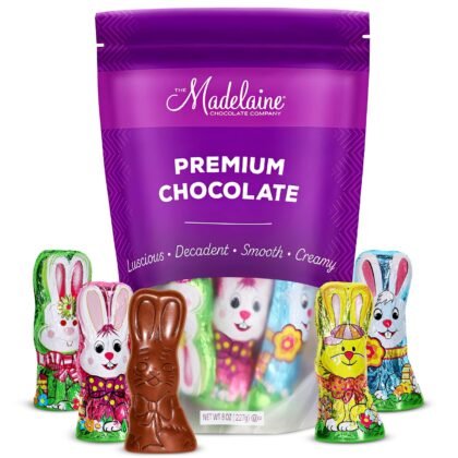Madelaine Chocolate Easter Candy - Premium Milk Chocolate Bunny - Individually Wrapped Bunnies for Easter Baskets Essentials, Decorations & Gifts - 6 Pack, 1 oz Each