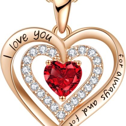 REDBEE Necklaces for Women Birthstone Heart Necklace Jewelry for Wife Girlfriend Woman Necklace