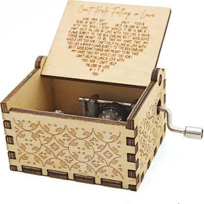 Can't Help Falling in Love Wood Music Box, Antique Engraved Musical Boxes Case for Love One Wooden Music Box - Gifts for Lover, Boyfriend, Girlfriend, Husband, Wife (WOOD)