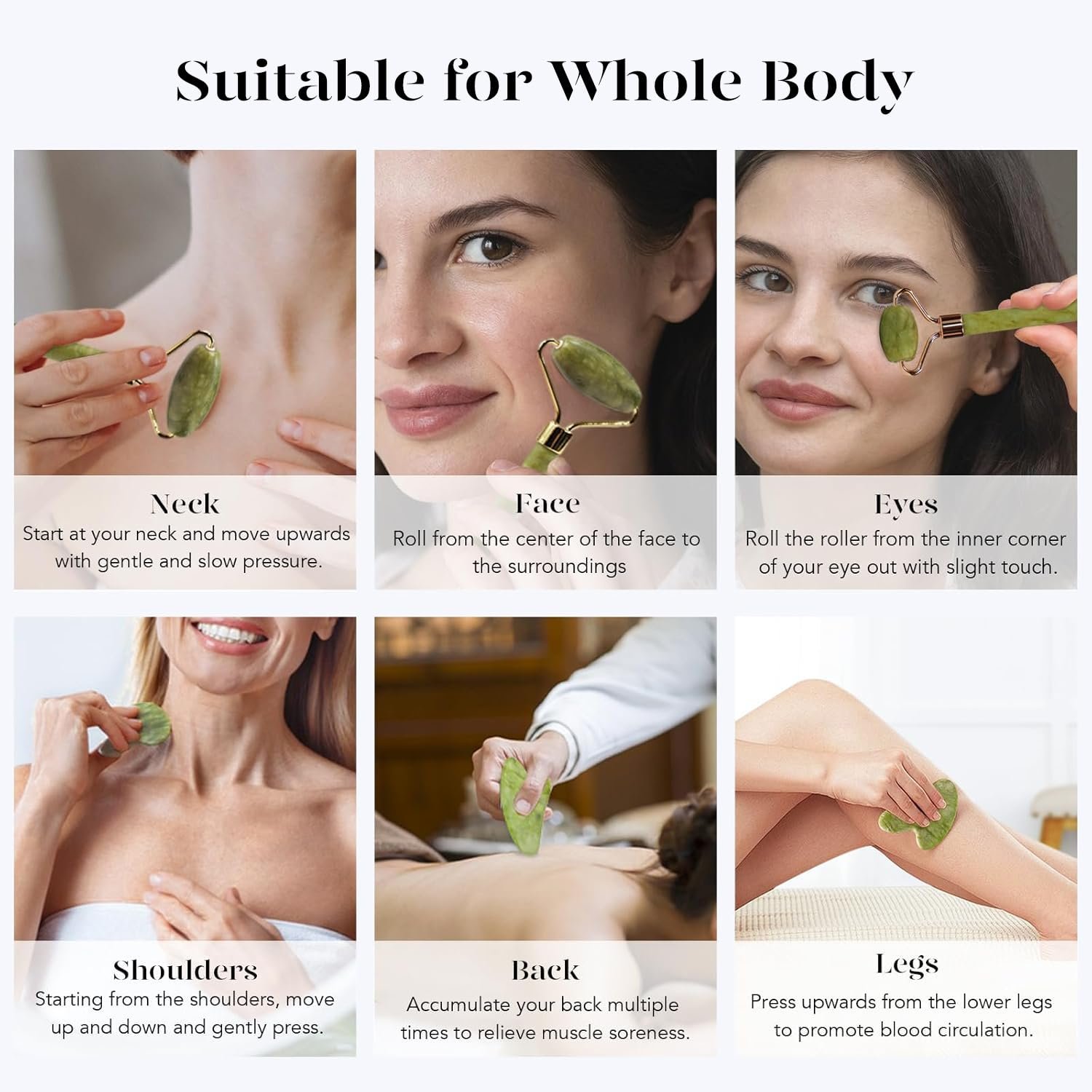 BAIMEI IcyMe Gua Sha & Jade Roller Facial Tools Face Roller and Gua Sha Set for Puffiness and Redness Reducing Skin Care Routine, Self Care Gift for Men Women - Green - Image 4