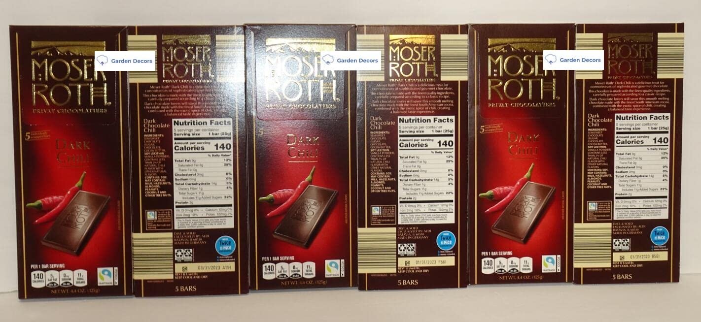Moser Roth Privat German Chocolate Dark Chili 4.4oz 125g (Six Bars) - Image 2