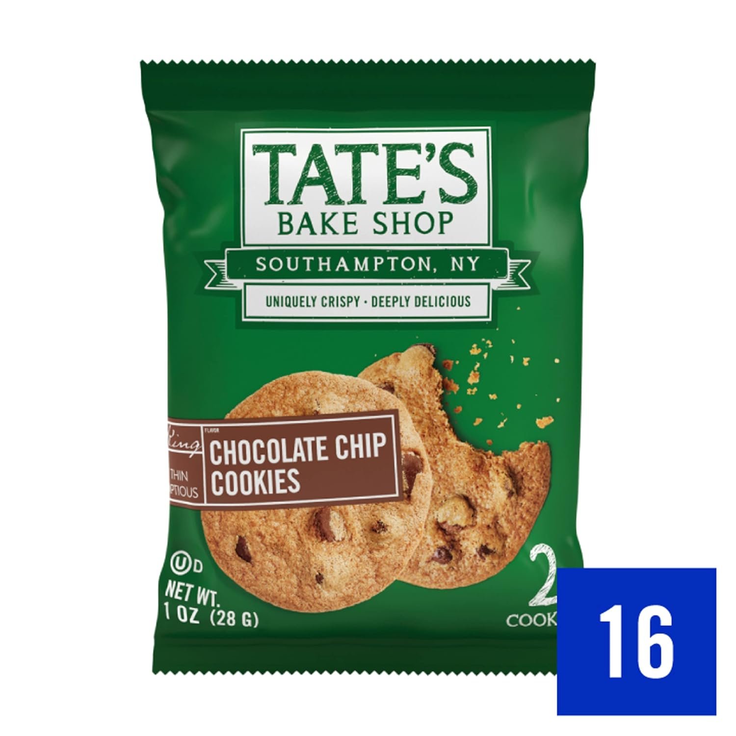 Tate’s Bake Shop Chocolate Chip Cookies, 16 – 2 Cookie Snack Packs (2 Boxes) - Image 3