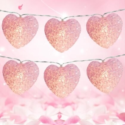 Valentines Day Lights 7ft 10 LED Pink Heart String Lights Battery Operated with Timer, Shatterproof Valentine Heart Light for Indoor Outdoor Home Bedroom Christmas Valentines Decor