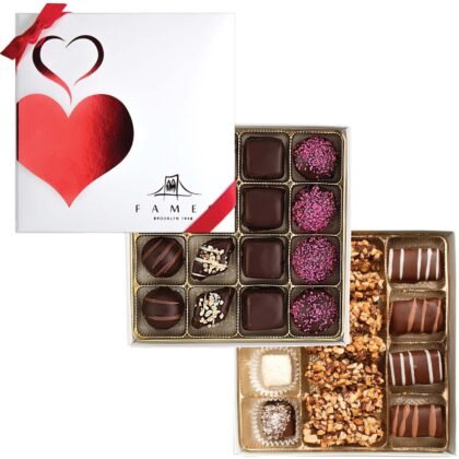 Valentines Day Assorted Chocolate Gift Box - 31pc Fancy Belgian Kosher Dairy Free Vegan Truffles - Heart Shaped Box Of Chocolates for Her - Valentine Gifts for Wife Girlfriend