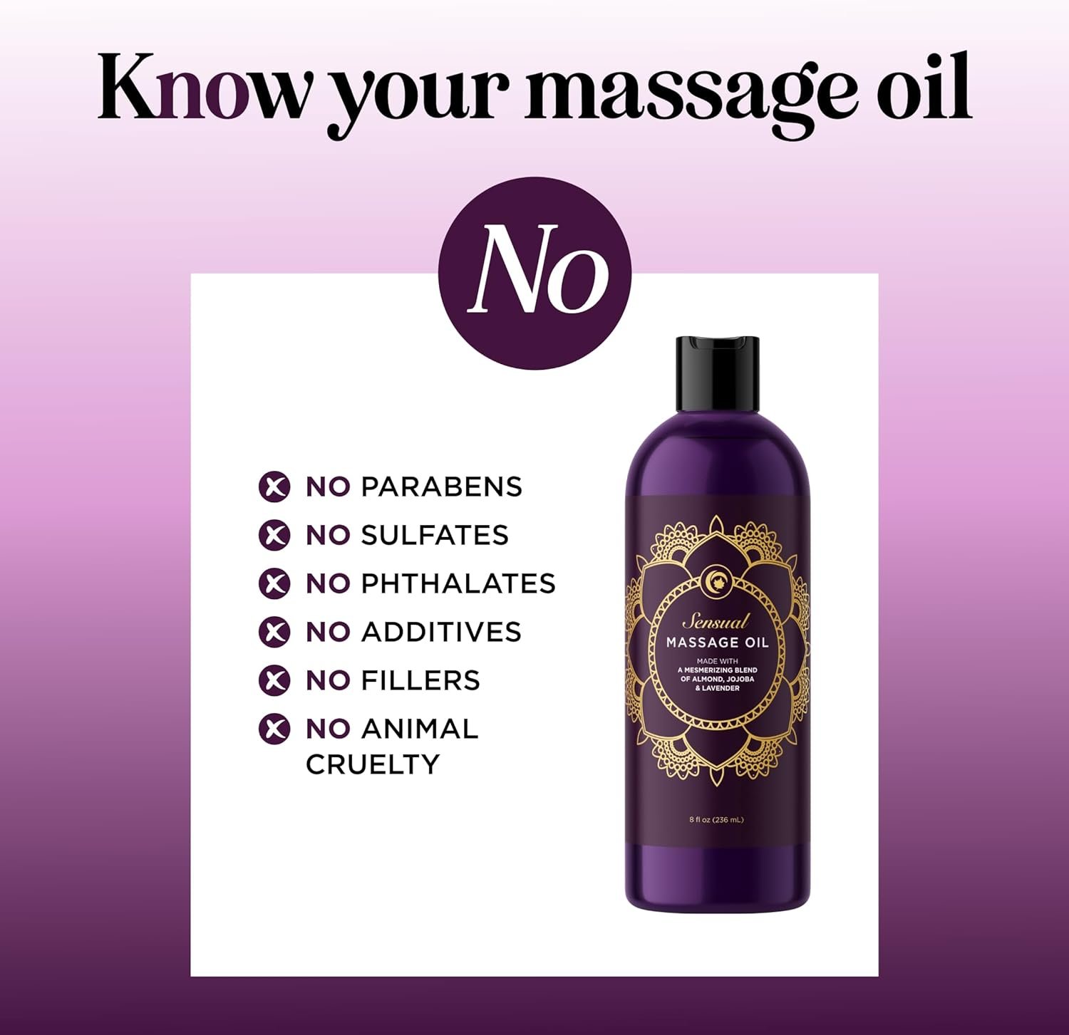 Aromatherapy Sensual Massage Oil for Couples - Relaxing Lavender Massaging Oil for Massage Therapy with Vitamin E Jojoba & Sweet Almond - Naturally Scented Vegan Non GMO & Gluten Free (8 Fl Oz) - Image 4