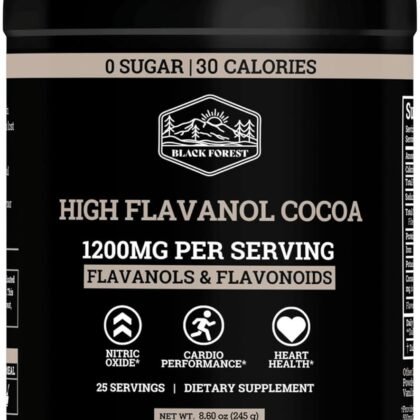 Black Forest High Flavanol Cocoa Powder (1200mg Flavanols & Flavonoids Supplements)10X More Flavanols (Epicatechin) Than Cocoa & 600mg of Epicatechin Supplement for Heart Health, Nitric Oxide & Energy