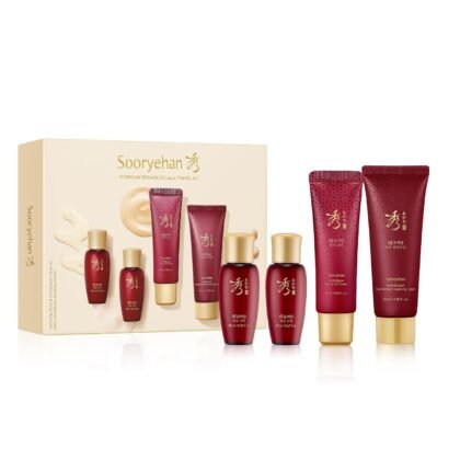 Sooryehan Hyobidam Fermented Travel Kit (Pack of 4) - Herbal korean skincare set with Toner, Emulsion, Cream & Cleansing Foam, featuring Baekhyodanâ„¢ & Silver Mushroom. for hydration & elasticity.