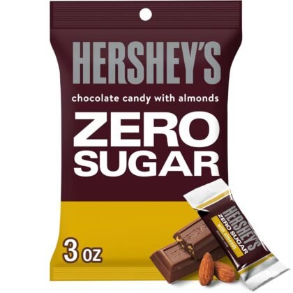 HERSHEY'S Zero Sugar Chocolate with Almonds Candy Bag, 3 oz